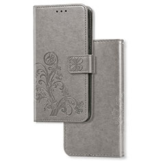 Coque Portefeuille Fleurs Livre Cuir Etui Clapet pour Huawei Nova 8 SE 4G Gris