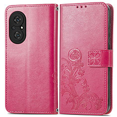 Coque Portefeuille Fleurs Livre Cuir Etui Clapet pour Huawei Nova 9 SE Rose Rouge