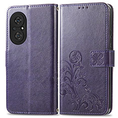 Coque Portefeuille Fleurs Livre Cuir Etui Clapet pour Huawei Nova 9 SE Violet