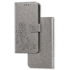 Coque Portefeuille Fleurs Livre Cuir Etui Clapet pour Huawei P Smart Z (2019) Gris