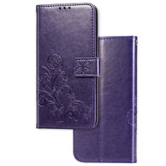 Coque Portefeuille Fleurs Livre Cuir Etui Clapet pour Huawei Y9 Prime (2019) Violet