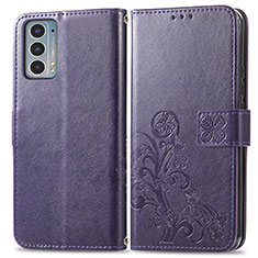 Coque Portefeuille Fleurs Livre Cuir Etui Clapet pour Motorola Moto Edge 20 5G Violet