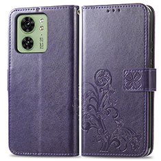 Coque Portefeuille Fleurs Livre Cuir Etui Clapet pour Motorola Moto Edge (2023) 5G Violet