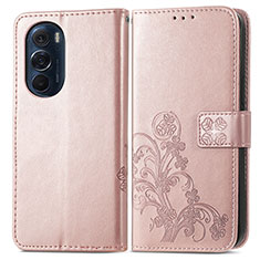 Coque Portefeuille Fleurs Livre Cuir Etui Clapet pour Motorola Moto Edge 30 Pro 5G Rose