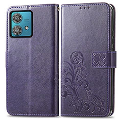 Coque Portefeuille Fleurs Livre Cuir Etui Clapet pour Motorola Moto Edge 40 Neo 5G Violet