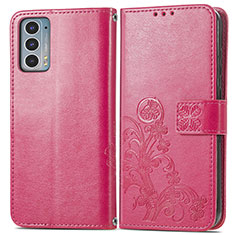 Coque Portefeuille Fleurs Livre Cuir Etui Clapet pour Motorola Moto Edge Lite 5G Rouge