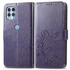 Coque Portefeuille Fleurs Livre Cuir Etui Clapet pour Motorola Moto Edge S 5G Violet