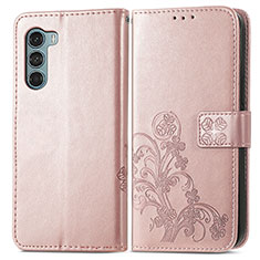 Coque Portefeuille Fleurs Livre Cuir Etui Clapet pour Motorola Moto Edge S30 5G Rose