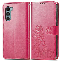 Coque Portefeuille Fleurs Livre Cuir Etui Clapet pour Motorola Moto Edge S30 5G Rouge