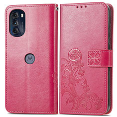 Coque Portefeuille Fleurs Livre Cuir Etui Clapet pour Motorola Moto G 5G (2022) Rouge