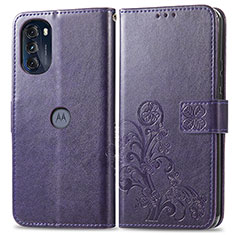 Coque Portefeuille Fleurs Livre Cuir Etui Clapet pour Motorola Moto G 5G (2022) Violet