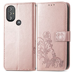 Coque Portefeuille Fleurs Livre Cuir Etui Clapet pour Motorola Moto G Play (2023) Rose