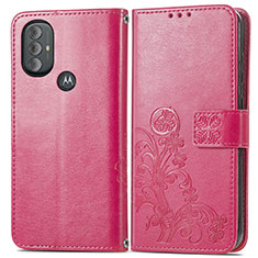 Coque Portefeuille Fleurs Livre Cuir Etui Clapet pour Motorola Moto G Play (2023) Rouge