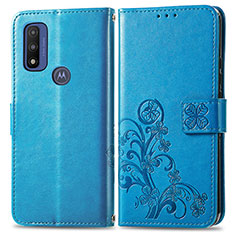 Coque Portefeuille Fleurs Livre Cuir Etui Clapet pour Motorola Moto G Pure Bleu