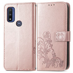 Coque Portefeuille Fleurs Livre Cuir Etui Clapet pour Motorola Moto G Pure Rose