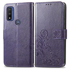 Coque Portefeuille Fleurs Livre Cuir Etui Clapet pour Motorola Moto G Pure Violet