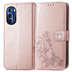 Coque Portefeuille Fleurs Livre Cuir Etui Clapet pour Motorola Moto G Stylus (2022) 5G Rose