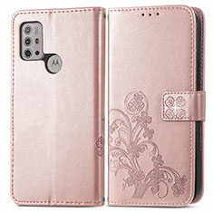 Coque Portefeuille Fleurs Livre Cuir Etui Clapet pour Motorola Moto G10 Power Rose