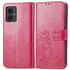 Coque Portefeuille Fleurs Livre Cuir Etui Clapet pour Motorola Moto G14 Rose Rouge