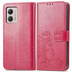 Coque Portefeuille Fleurs Livre Cuir Etui Clapet pour Motorola Moto G53 5G Rose Rouge