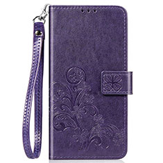 Coque Portefeuille Fleurs Livre Cuir Etui Clapet pour Motorola Moto One Fusion Plus Violet