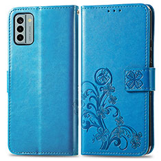 Coque Portefeuille Fleurs Livre Cuir Etui Clapet pour Nokia G22 Bleu