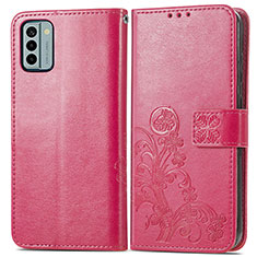 Coque Portefeuille Fleurs Livre Cuir Etui Clapet pour Nokia G22 Rose Rouge