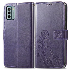 Coque Portefeuille Fleurs Livre Cuir Etui Clapet pour Nokia G22 Violet