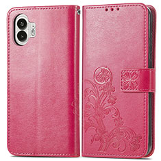 Coque Portefeuille Fleurs Livre Cuir Etui Clapet pour Nothing Phone 2 Rose Rouge