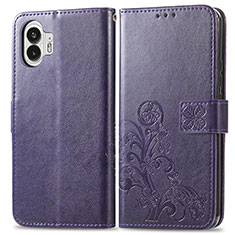 Coque Portefeuille Fleurs Livre Cuir Etui Clapet pour Nothing Phone 2 Violet