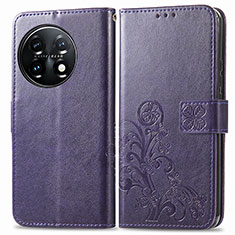 Coque Portefeuille Fleurs Livre Cuir Etui Clapet pour OnePlus 11 5G Violet