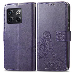 Coque Portefeuille Fleurs Livre Cuir Etui Clapet pour OnePlus Ace Pro 5G Violet