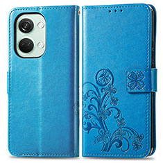 Coque Portefeuille Fleurs Livre Cuir Etui Clapet pour OnePlus Nord 3 5G Bleu