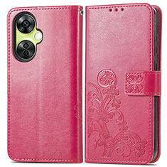 Coque Portefeuille Fleurs Livre Cuir Etui Clapet pour OnePlus Nord CE 3 5G Rose Rouge