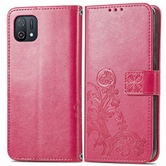 Coque Portefeuille Fleurs Livre Cuir Etui Clapet pour Oppo A16e Rouge