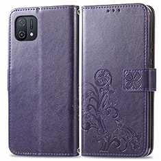 Coque Portefeuille Fleurs Livre Cuir Etui Clapet pour Oppo A16K Violet