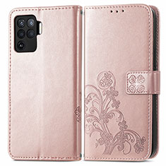 Coque Portefeuille Fleurs Livre Cuir Etui Clapet pour Oppo A94 4G Rose