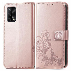 Coque Portefeuille Fleurs Livre Cuir Etui Clapet pour Oppo F19 Rose