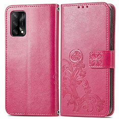 Coque Portefeuille Fleurs Livre Cuir Etui Clapet pour Oppo F19s Rouge