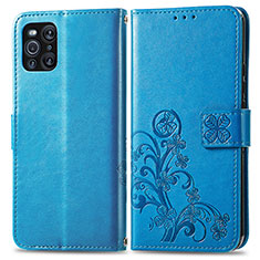 Coque Portefeuille Fleurs Livre Cuir Etui Clapet pour Oppo Find X3 5G Bleu