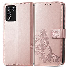 Coque Portefeuille Fleurs Livre Cuir Etui Clapet pour Oppo K9S 5G Rose