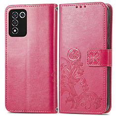 Coque Portefeuille Fleurs Livre Cuir Etui Clapet pour Oppo K9S 5G Rouge