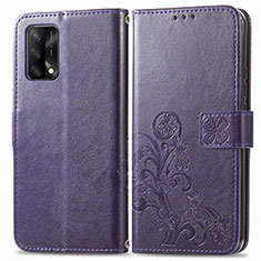 Coque Portefeuille Fleurs Livre Cuir Etui Clapet pour Oppo Reno6 Lite Violet