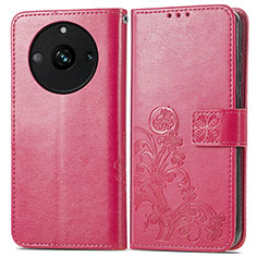 Coque Portefeuille Fleurs Livre Cuir Etui Clapet pour Realme 11 Pro 5G Rose Rouge