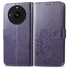 Coque Portefeuille Fleurs Livre Cuir Etui Clapet pour Realme 11 Pro+ Plus 5G Violet