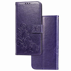 Coque Portefeuille Fleurs Livre Cuir Etui Clapet pour Realme 7i RMX2193 Violet