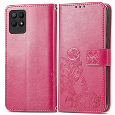 Coque Portefeuille Fleurs Livre Cuir Etui Clapet pour Realme 8i Rose Rouge