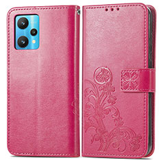 Coque Portefeuille Fleurs Livre Cuir Etui Clapet pour Realme 9 5G Rose Rouge