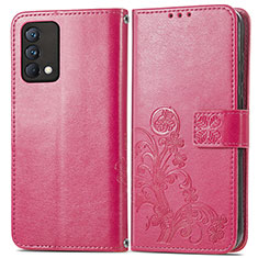 Coque Portefeuille Fleurs Livre Cuir Etui Clapet pour Realme GT Master 5G Rose Rouge