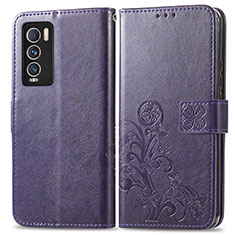 Coque Portefeuille Fleurs Livre Cuir Etui Clapet pour Realme GT Master Explorer 5G Violet